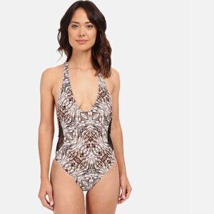 NWT VOLCOM Swimsuit 1 one piece swimwear Lost Sea Black Crochet Side